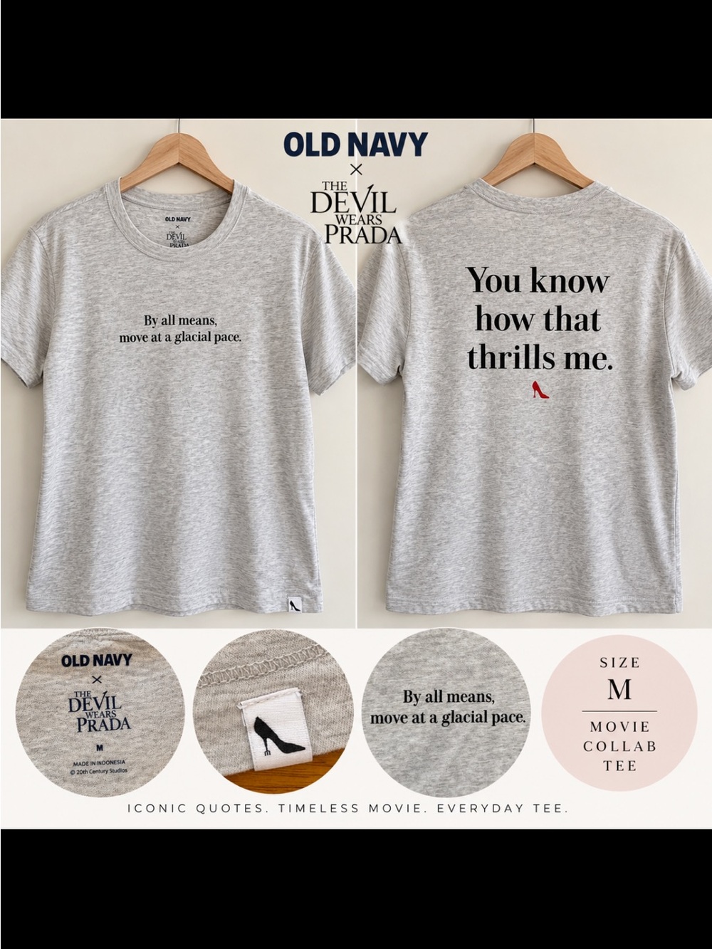 Old Navy Gray The Devil Wears Prada Quote Tee